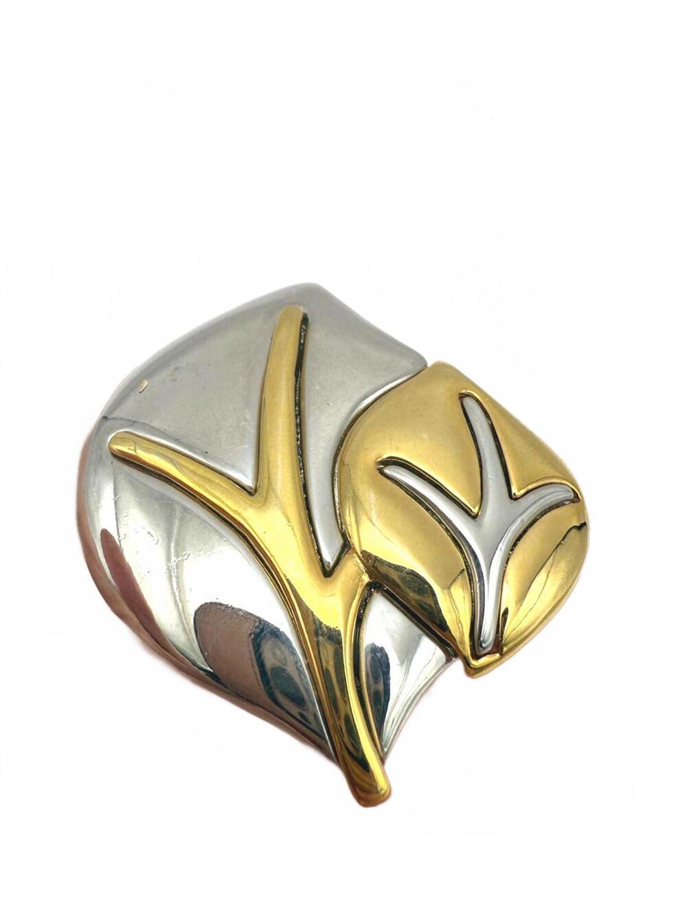 Vintage Two-Tone Silver and Gold Leaf Brooch Pin Liz Claiborne 90s